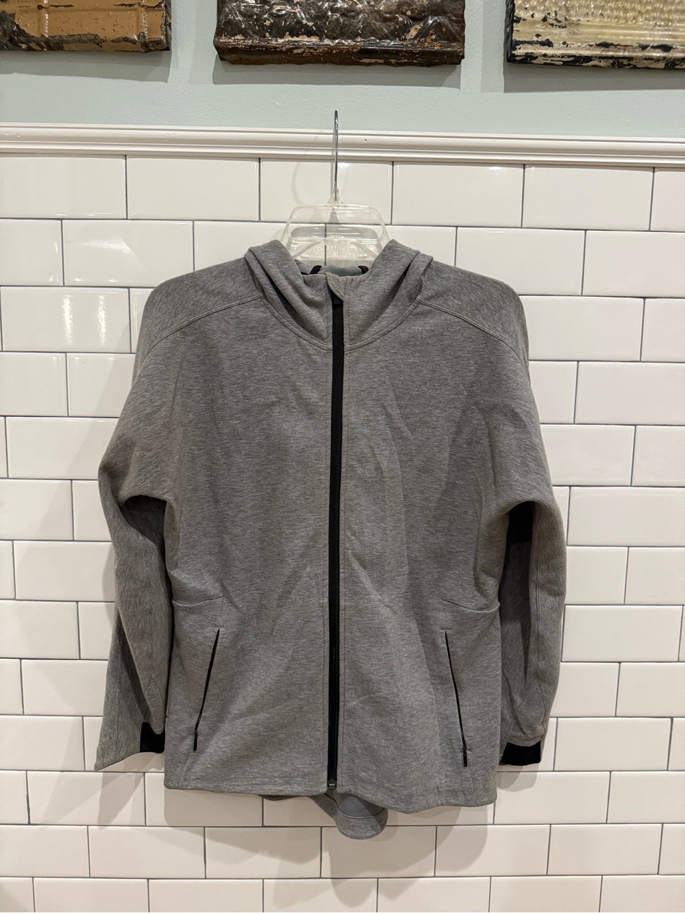 Athleta Rockridge Scuba Spacer Full-Zip Hoodie Jacket - Heather Grey - XS